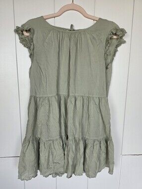 Wilfred Aritzia Sidonie Pale Sage Tiered Babydoll Mini Dress, size XS